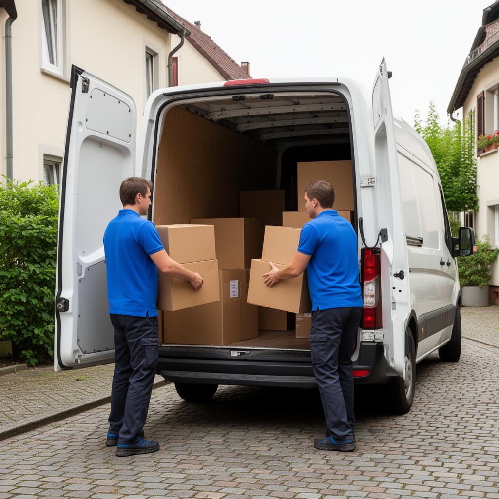 Entrümpelung eines Hauses in Nürnberg – Möbel und Kartons werden verladen