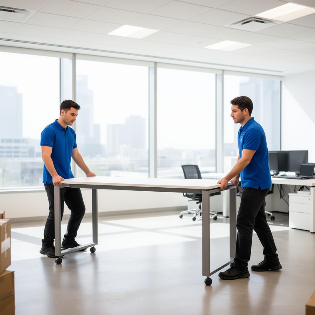 Mitarbeiter beim Gewerbeumzug eines modernen Büros in Nürnberg