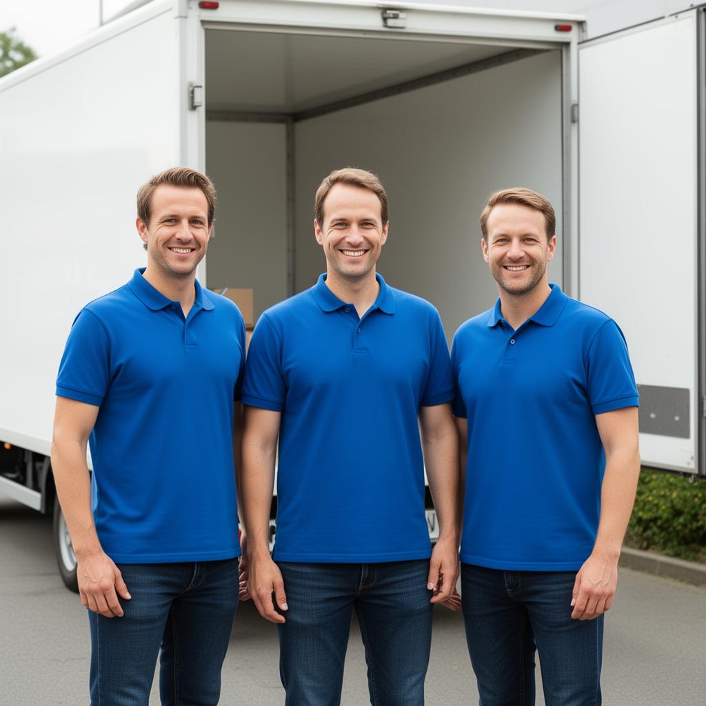 Team von Kraft Umzug & Entrümpelung in Nürnberg vor dem Umzugstransporter